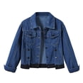 thumbnail image 2 of Yuyuzo Women's Oversized Denim Jacket Jean Long Sleeve Lapel Button down Spring Jacket Coat Outwear, 2 of 7