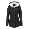 thumbnail image 1 of Innerwin Coat Hooded Ladies Outwear Drawstring Long Sleeve Buttons Jacket Black XL, 1 of 5