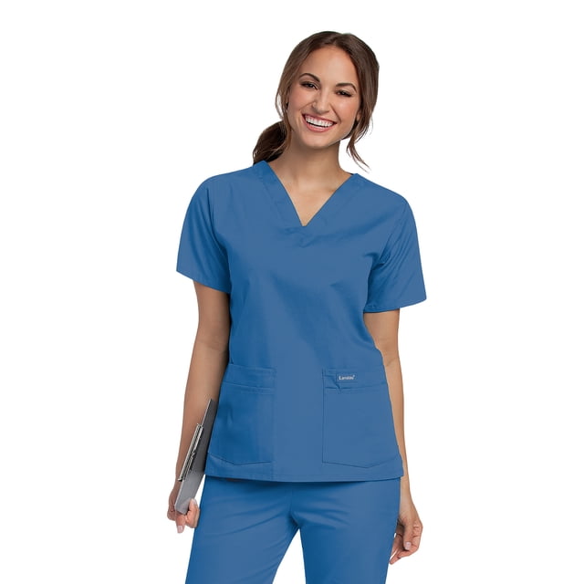 Landau Haut de Blouse Médicale pour Femmes : 4 Poches, Coupe Classique Décontractée, Col en V Durable 8219