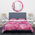 thumbnail image 3 of Designart "Fusion of Pink Gemstones II" Abstract Shapes Bedding Covert Set - Abstract Pink Modern Bed Set With 2 Shams, 3 of 6