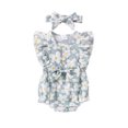 thumbnail image 1 of Gupgi Baby Girl Summer Jumpsuit Infant Floral Print Bow Ruffles Buttons Romper and Headband Set, 1 of 9