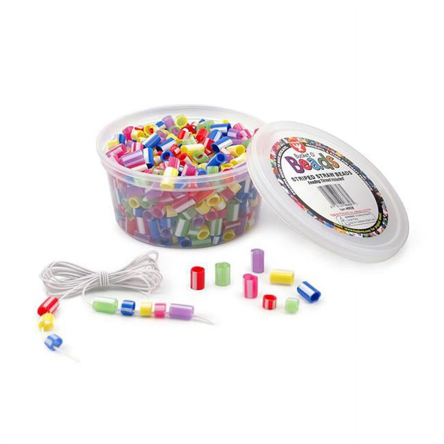 Hygloss Products HYG6828-6 Striped Straw Beads - 6 Each