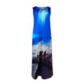 thumbnail image 4 of SMihono Robe Maxi Bohème d'Été pour Femmes Grande Taille Mode Femmes Été Aguichant Décontractée Sans Manches à Col en V Imprimée Longue Robe Plage Évasée Robe d'Été, 4 of 5
