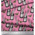 thumbnail image 3 of Soimoi Pink Modal Satin Fabric Insect,Lavender & Vintage Bottle Decor Fabric Printed BTY 42 Inch Wide, 3 of 3