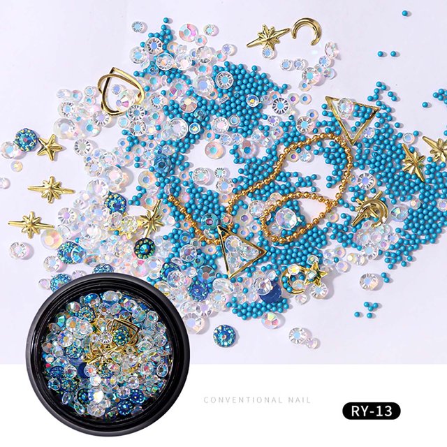 PVCS Ensemble de Chaîne de Perles en Strass Coloré Bricolage Décoration d'Ongles Tridimensionnelle