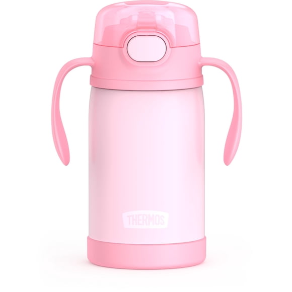 Thermos Baby Vacuum Insulated Stainless Steel 10 oz Straw Bottle, Pink