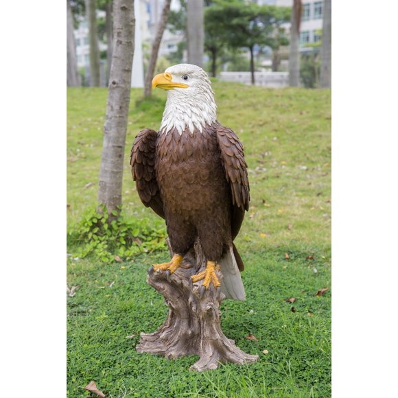 Animal Statue Large Bald Eagle Statue On Stump Garden Statue,Garden Decoration, Home Decor, Indoor/Outdoor