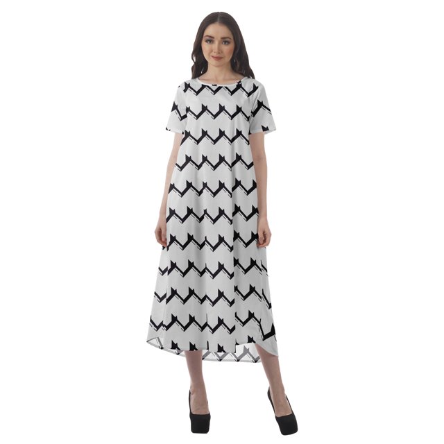Moomaya Robes d'Été Imprimées pour Femmes à Manches Courtes en Coton Flex Robe de Soirée