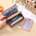 thumbnail image 3 of Coin Purse Smooth Zipper Press Button High Capacity Horizontal Multifunction Pocket Storage Delicate Sewing Long Fold Female Clutch Bag for Work, 3 of 7
