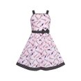 thumbnail image 1 of Robe Fille Rose Fleur Nœud Papillon Robe d'Été 4-5 Ans, 1 of 6