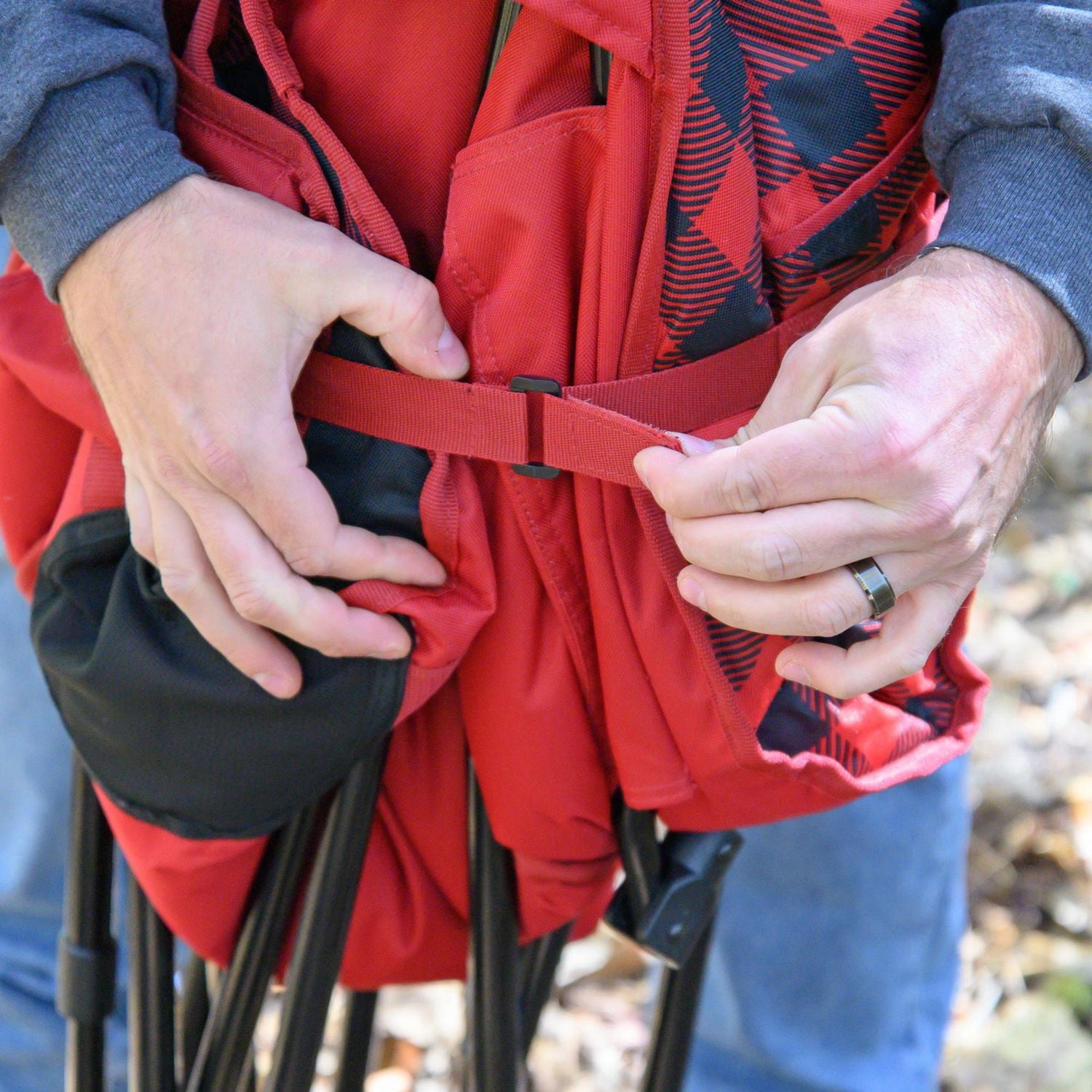 Ozark Trail Padded Club Chair, Adults, Red/Black