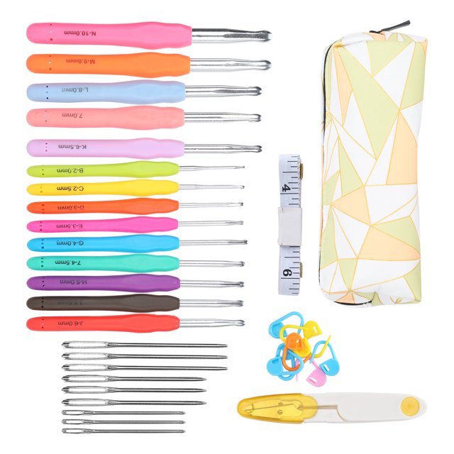 Ergonomic Crochet Hooks Set With TPR Soft Handle, Perfect Gift For Crocheters, Great For Arthritic Hands And Long Aluminum Hooks For Clean And Easy Crocheting