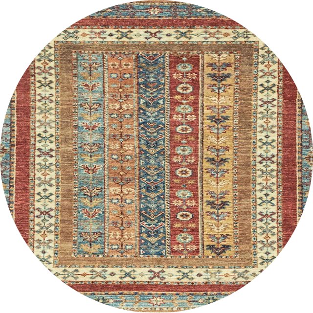 Ahgly Company Tapis Rond Abstrait Rouge Châtaigne pour Intérieur, 8 Pieds Rond