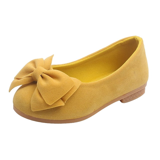 MIASHUI Chaussures pour Enfants Filles Couleur Unie Nœud Papillon Chaussures Mary Jane de Robe, Jaune, 9-9,5 Ans