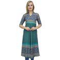 thumbnail image 2 of Bimba Tunique de Créatrice pour Femme Vert Sarcelle Imprimée, Kurti Ligne A, Kurta, Robe-8, 2 of 6