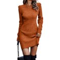 thumbnail image 1 of Innerwin Robe Chandail Col Rond Chandail pour Femmes Chandail d'Hiver Manches Longues Élégante Mini Robes Orange m, 1 of 2