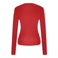 thumbnail image 4 of AherBiu Womens Tops Fall Long Sleeve Crewneck Basic Layering Cropped Tops Slim Tight Stretchy Tshirts, 4 of 5