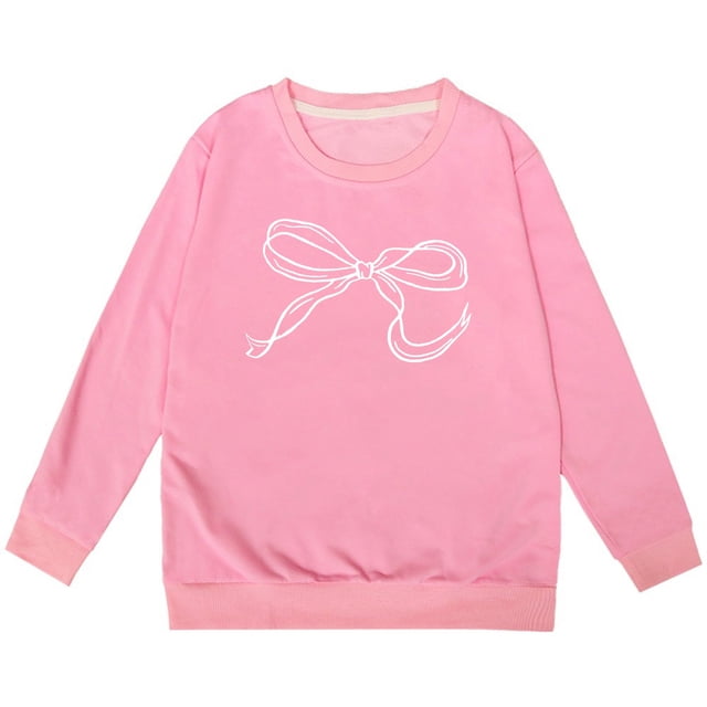 TIWEKE Chandails à Capuchon Stylés pour Filles pour le Quotidien - Chandail à Manches Longues à Col Rond avec Design Nœud pour le Confort et la Mode, 3-4 Ans
