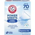 thumbnail image 1 of Arm & Hammer Power Sheets Laundry Detergent, Fragrance Free, Quick-Dissolve Sheets, 70 Loads, 35 Count, 1 of 9