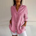 thumbnail image 2 of Timegard Plus Size Tops for Women Button down Shirts Long Sleeve Lapel V Neck Blouse Lightweight Tops, 2 of 6