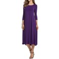 thumbnail image 2 of Nlife Robe Midi Évasée à Manches 3/4 et Col Rond pour Femmes, 2 of 4