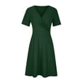thumbnail image 4 of EGNMCR Robes de Vacances pour Femmes Robe Décontractée Grande Taille Col en V Manches Courtes Boho avec Poches, 4 of 6