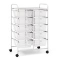 thumbnail image 1 of Gymax Chariot de Rangement Roulant à 10 Tiroirs pour Outils, Organiseur de Papier pour Scrapbooking sur Roues, Transparent, 1 of 10