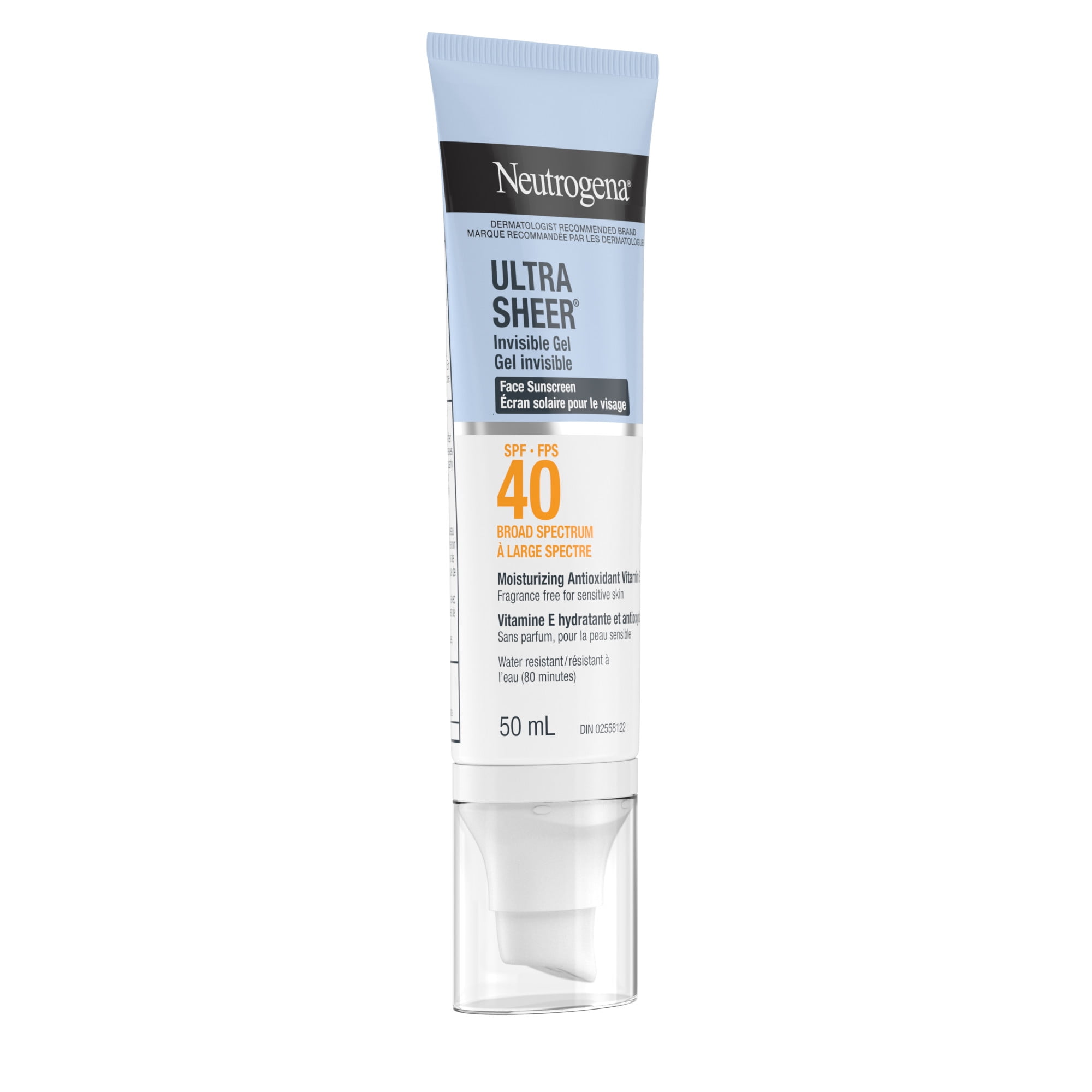 Écran solaire en gel invisible pour le visage Neutrogena Ultra Sheer  avec FPS 40, 50 ml