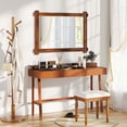 thumbnail image 4 of Costway 40 x 28.5 Inch Shatterproof Wall Mirror with Acacia Wood Frame & Vintage Rivet Design, 4 of 10