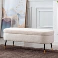 thumbnail image 1 of Heavenly Collection | Storage Bench - Modern Bouclé Ottoman with Hidden Storage & Gold Metal Legs, 1 of 7