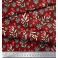 thumbnail image 3 of Soimoi Red Modal Satin Fabric Snowflake & Red Berries Fruits Printed Fabric 1 Yard 42 Inch Wide, 3 of 6