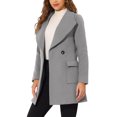 thumbnail image 4 of INSPIRE CHIC Manteau Trench Long Élégant pour Femme à Col Châle, Revers, Ceinturé, Gris, TG, 4 of 6