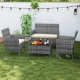 thumbnail image 1 of Costway 4 PCS Patio Furniture Set with Washable Cushions and Tempered Glass Coffee Table, 1 of 9