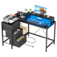 thumbnail image 1 of L Shaped Desk with Power Outlets & LED Lights, Computer Desk with Drawers & Shelves, Corner Desk Gaming Desk Home Office Desk,, 1 of 1