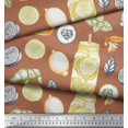 thumbnail image 2 of Soimoi polyester Crepe Fabric Lemon Slice Jar,Cucumber & Ginger Vegetable Decor Fabric Printed Yard 52 Inch Wide, 2 of 3
