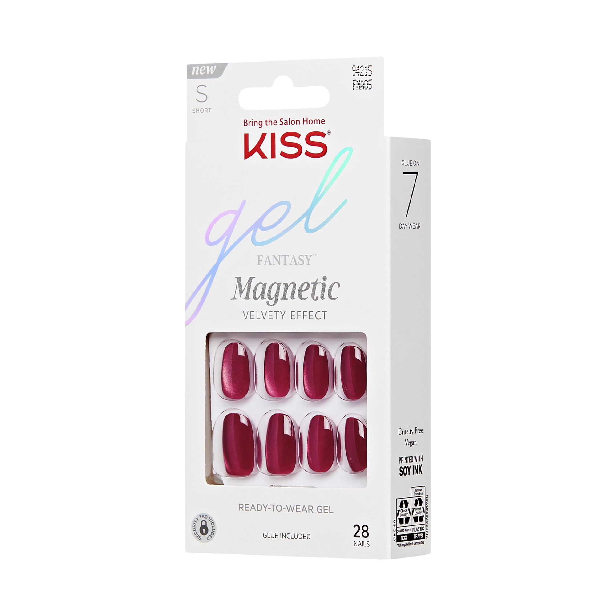 KISS Gel Fantasy Magnétique - Libérez-Nous, Rouge, Ovale, Court