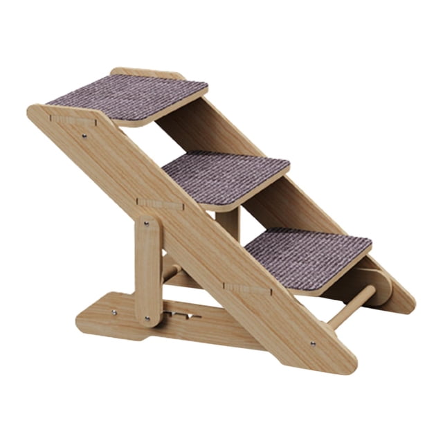 DOLITY Dog Stairs, 3-step wooden pet ramp with non-slip surfaces, ideal for small dogs, cats, and older pets to access sofas, beds, or elevated areas. Lightweight, portable, and adjustable, with easy storage and indoor use functionality.
