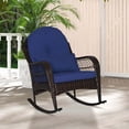 thumbnail image 2 of Costway Patio Wicker Rocking Chair with Seat Back Cushions & Lumbar Pillow Porch Blue, 2 of 9