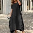thumbnail image 2 of Pompotops Robe Longue d'Été à Manches Courtes Unie Douce et Confortable pour Femmes en Solde, 2 of 6