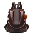thumbnail image 4 of Faux Leather Backpack Unisex Solid Color Fashion Big Casual Daypack Shoulder Bag, 4 of 10