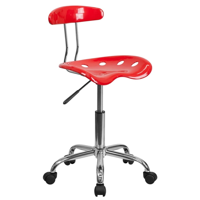 Vibrant Red and Chrome Swivel Task Chair with Tractor Seat