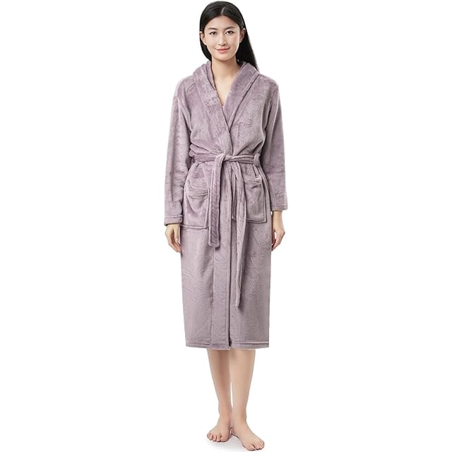 Sunny Forrest Lavender Dreams Hooded Robe with two front pockets (CA/US, Alpha, Small, Medium, Regular, Regular, Soft Lavender)
