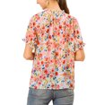 thumbnail image 3 of INSPIRE CHIC Blouse pour Femme à Fleurs à Volants Manches Courtes Col à Volants Blouses Décontractées S Blanc, 3 of 8