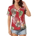 thumbnail image 1 of INSPIRE CHIC Chemises pour Femmes Hawaïennes à Manches Courtes Tropicales à Fleurs Boutonnées Hauts TP Rouge, 1 of 8