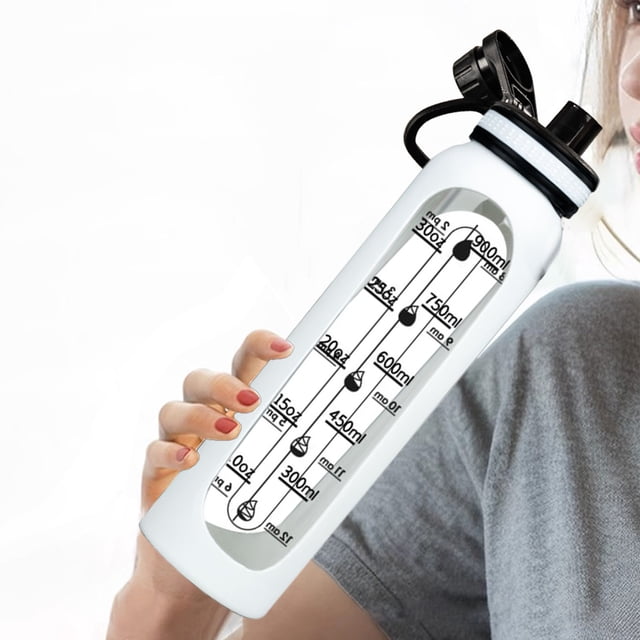 TIMIFIS Glass Transparent Graduated Glass, Transparent Scale Glass Cup Large Capacity Sports Water Cup with Handle Direct Drinking Cup Apartment Essentials