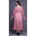 thumbnail image 4 of Bimba Robe Bloc Femme à Manches Longues Smockée Col Rond à Volants Été Maxi-Xx-Grand, 4 of 5