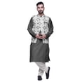 thumbnail image 1 of Atasi Kurta Churidar Uni pour Homme à Col Mandarin, Pyjama et Ensemble de Veste Nehru Imprimée, 1 of 1