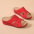 thumbnail image 4 of Penkiiy Womens Sandals Hollow Wedge Sandals Open Toe Orthopedic Arch Support Slip-on Slippers Perforated Backstrap Sandals Flower 36 Red, 4 of 8