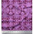 thumbnail image 1 of Soimoi Purple Rayon Fabric Quaterfoil Damask Print Sewing Fabric Yard 56 Inch Wide, 1 of 1