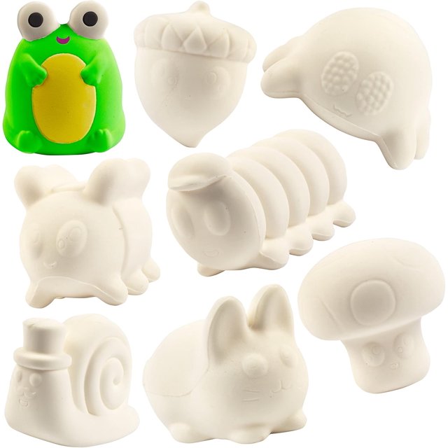Party Craft Kit Jumbo Cute Critters Squishies (8 Unique Garden Animals) White Kawaii Scented Slow Rising Squishy Toys, Paint, Stress Relief Set, Kids Classroom, Summer Camp, Birthday Activity (4"-6")